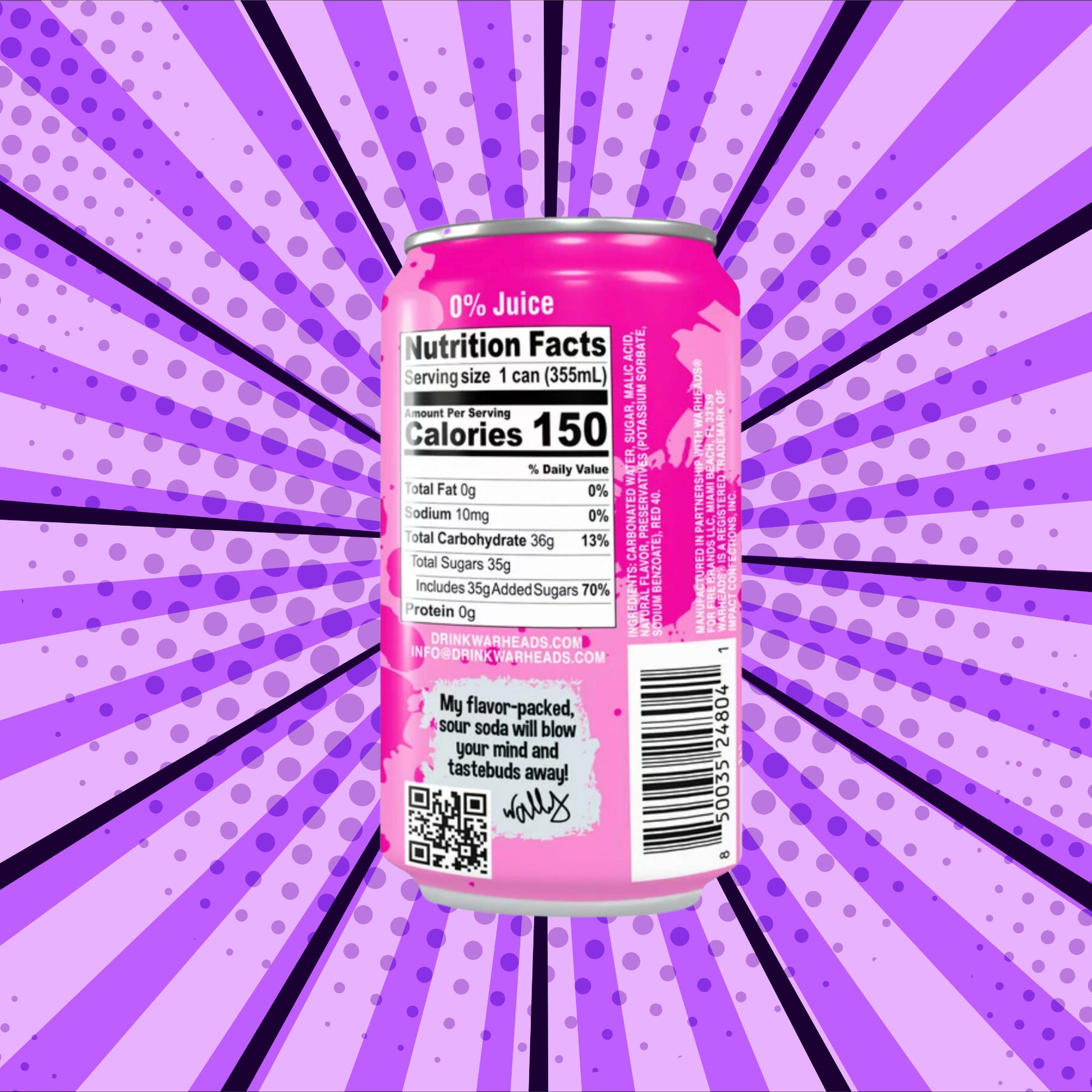 Sour Watermelon Warheads Soda - Back of Can